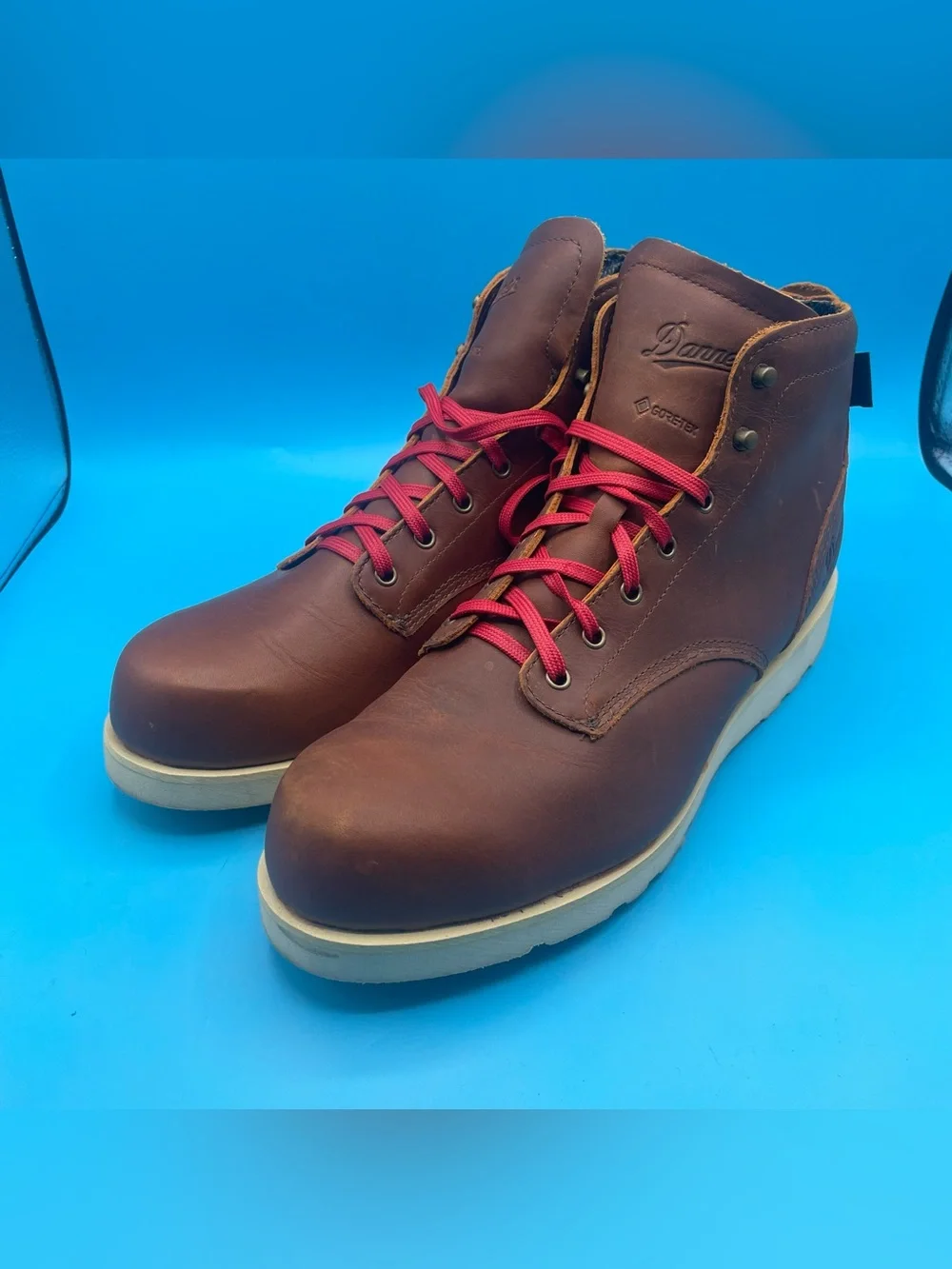Danner Men's Brown Leather Chukka Boots with Red Laces